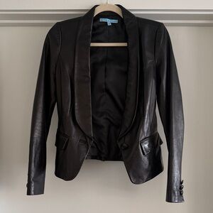 ANTONIO MELANI Black real Leather tailored Blazer